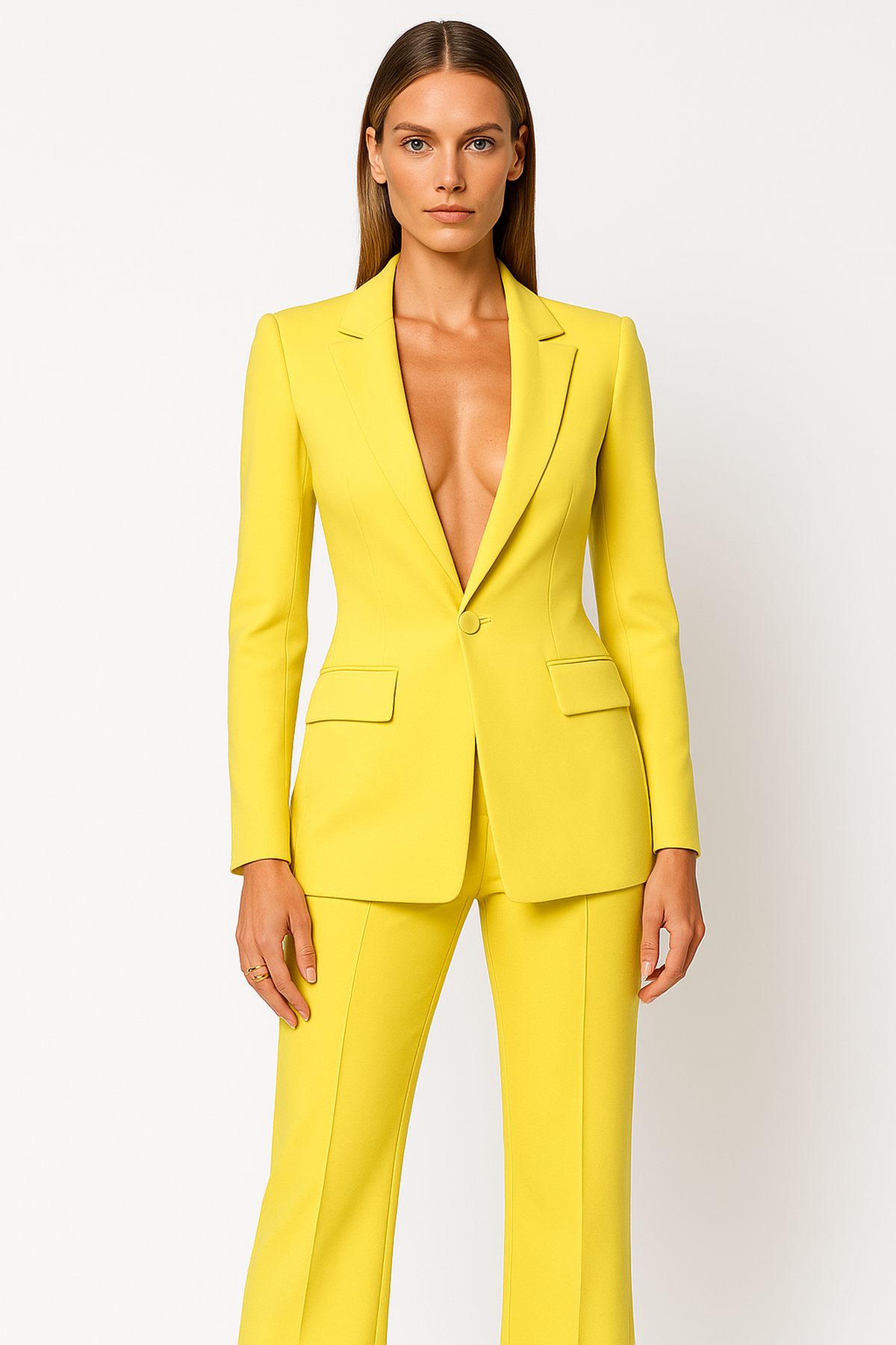 Women’s blazer and trouser set available in royal blue, yellow, white, sky blue, black, and pink – chic business outfit with tailored blazer and matching trousers