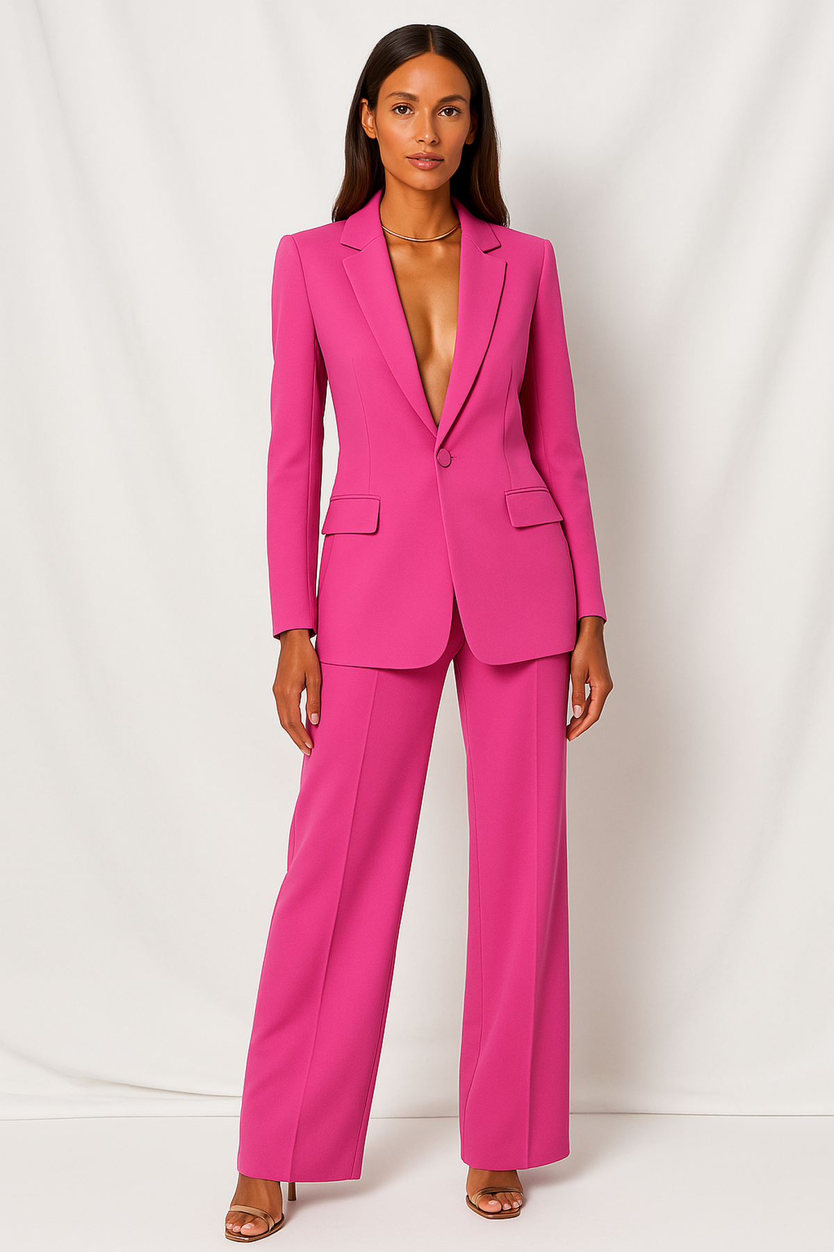Women’s blazer and trouser set available in royal blue, yellow, white, sky blue, black, and pink – chic business outfit with tailored blazer and matching trousers